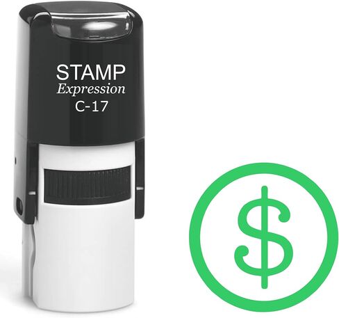 stampexpression - ختم مطاطي ذاتي التحبير بعلامة الدولار على شكل دائرة - حبر أخضر (A-6763) in Saudi Arabia