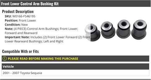 Front Lower Control Arm Bushing Kit - 4 Piece - Forward and Rearward - Compatible with 2001-2007 Toyota Sequoia in Saudi Arabia