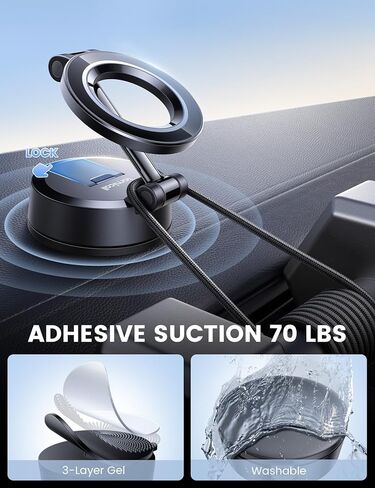 Lamicall for Magsafe Car Mount [70LBS أقوى شفط ومغناطيس فائق] حامل هاتف لسيارتك، حامل هاتف بكوب شفط قابل للتعديل 360 درجة للوحة القيادة والشاحنة الأمامية يناسب هاتف iPhone 17 الذكي in Saudi Arabia