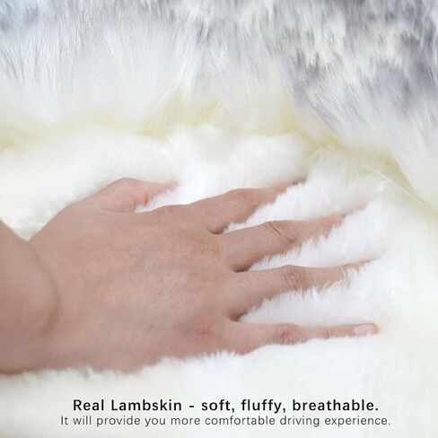 أغطية مقاعد السيارة من جلد الغنم العالمي سهلة التركيب من Gracefur، أغطية مقاعد من فراء الغنم الأسترالي الأصلي الدافئ للشتاء، وسادة هوائية متوافقة مع سيارات السيدان والشاحنات وسيارات الدفع الرباعي أو الشاحنات (أطراف رمادية) in Kuwait