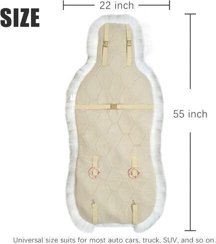 أغطية مقاعد السيارة من جلد الغنم العالمي سهلة التركيب من Gracefur، أغطية مقاعد من فراء الغنم الأسترالي الأصلي الدافئ للشتاء، وسادة هوائية متوافقة مع سيارات السيدان والشاحنات وسيارات الدفع الرباعي أو الشاحنات (أطراف رمادية) in Kuwait