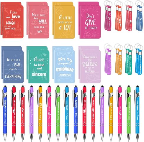 مجموعة دفاتر ملاحظات صغيرة تحفيزية مكونة من 64 قطعة من DoubleCare، و16 قطعة من دفاتر الملاحظات المقتبسة التحفيزية، و16 قطعة من أقلام الحبر الجاف، و16 قطعة من سلاسل المفاتيح، و16 قطعة من أكياس التغليف، وهدايا شكر للزملاء المعلمين in Kuwait