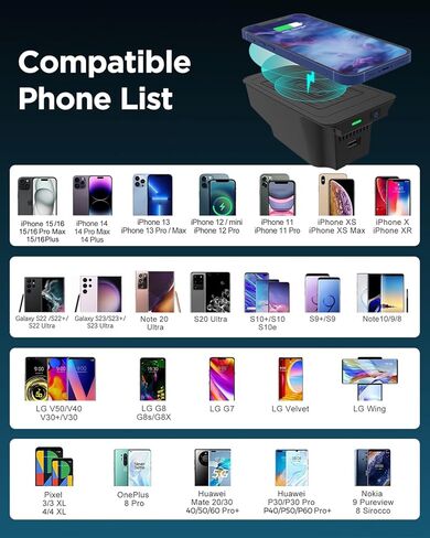 Wireless Charger for Volvo (XC90/S90/V90/XC60/V60/S60) 2017-2025, Automotive Center Console Organizer Wireless Charging Pad for Volvo Accessories 2018 2019 2020 2021 2022 2023 2024 in Saudi Arabia