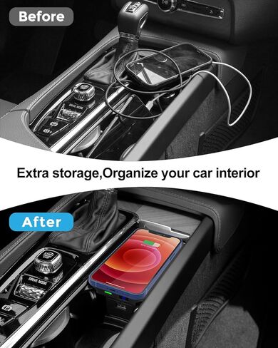 Wireless Charger for Volvo (XC90/S90/V90/XC60/V60/S60) 2017-2025, Automotive Center Console Organizer Wireless Charging Pad for Volvo Accessories 2018 2019 2020 2021 2022 2023 2024 in Saudi Arabia