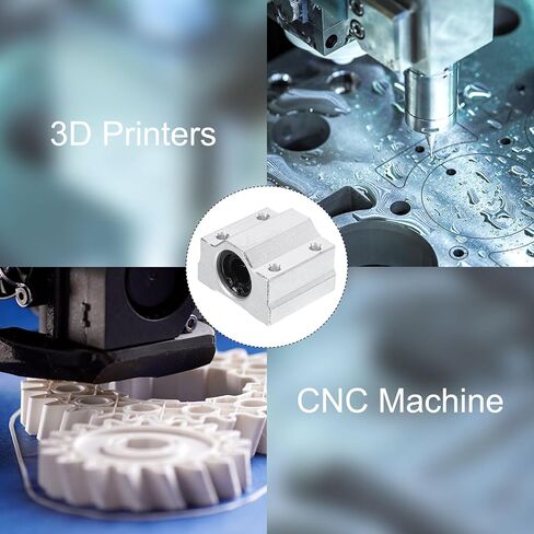 uxcell 2PCS SCS12UU الحركة الخطية الكرة تحمل الشريحة جلبة الألومنيوم 41 مم طويلة الخطية الأسطوانة تحمل كتلة الشريحة لقضيب عمود مستدير 12 مم في طابعة ثلاثية الأبعاد، آلة CNC، لون فضي in Kuwait