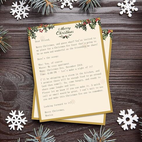 100 PCS Red Christmas Bulbs Letterhead Christmas Border Computer Paper Stationery paper for Note Letters to Santa Holiday Printer Paper Invitations Office School 8.5 x 11 In in Saudi Arabia