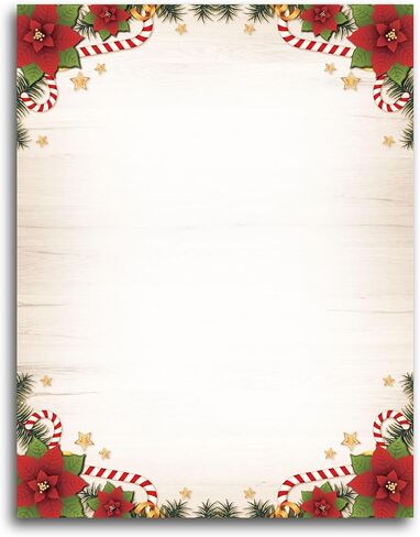 100 PCS Red Christmas Bulbs Letterhead Christmas Border Computer Paper Stationery paper for Note Letters to Santa Holiday Printer Paper Invitations Office School 8.5 x 11 In in Saudi Arabia