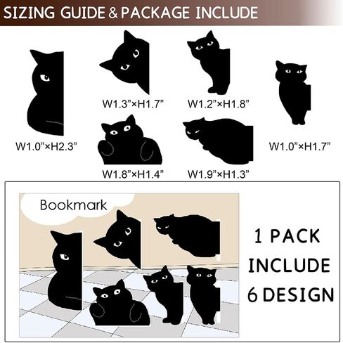 6 Pack Magnetic Bookmarks Cute Bookmark Clip Set for Women Book Lover Teachers Students for Accessories for School Office Home Cat Magnet Page Markers in Saudi Arabia