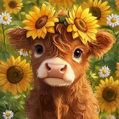 MBNTJHT Highland Cow Paint by Numbers Kit for Adults,Cute Cow and Flowers Paint by Number Kits on Unframed Canvas,DIY Watercolor Acrylic Art Painting Kits for Home Decor Gifts 16X16 Inch. in Saudi Arabia
