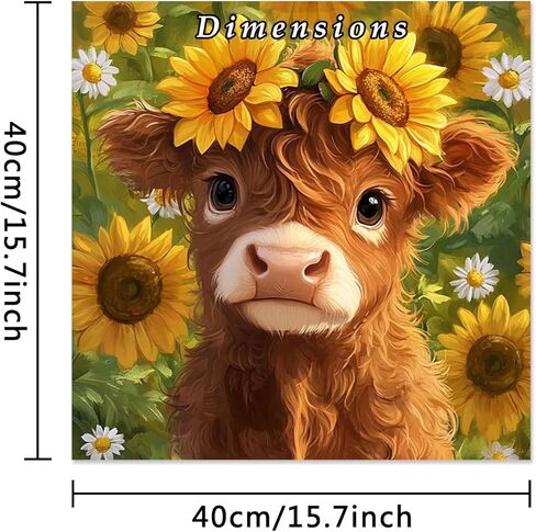MBNTJHT Highland Cow Paint by Numbers Kit for Adults,Cute Cow and Flowers Paint by Number Kits on Unframed Canvas,DIY Watercolor Acrylic Art Painting Kits for Home Decor Gifts 16X16 Inch. in Saudi Arabia