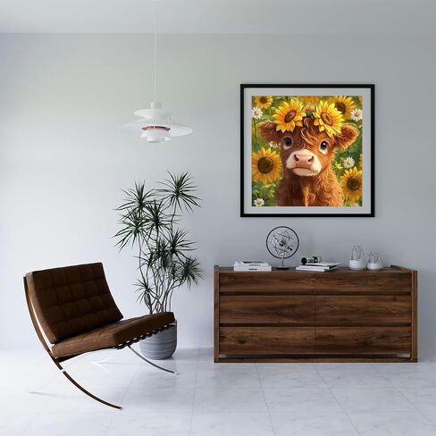 MBNTJHT Highland Cow Paint by Numbers Kit for Adults,Cute Cow and Flowers Paint by Number Kits on Unframed Canvas,DIY Watercolor Acrylic Art Painting Kits for Home Decor Gifts 16X16 Inch. in Saudi Arabia