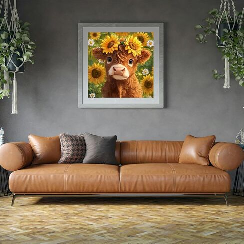 MBNTJHT Highland Cow Paint by Numbers Kit for Adults,Cute Cow and Flowers Paint by Number Kits on Unframed Canvas,DIY Watercolor Acrylic Art Painting Kits for Home Decor Gifts 16X16 Inch. in Saudi Arabia