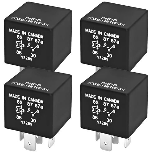 مرحل السيارة P6SDT FOAB-14B192-AA (حزمة من 4) - عالي الأداء 40A 12VDC 5-Pin F0AB-14B192-AA لأنظمة Ford الكهربائية in Saudi Arabia