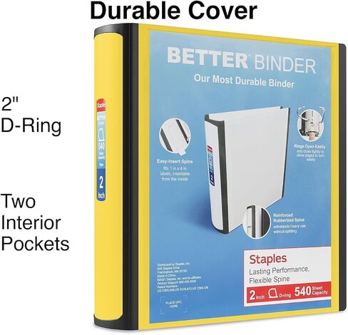 Staples 2-inch 3-Ring Better Binder, Yellow, 2/Pack (ST55880-CCVS) in Saudi Arabia