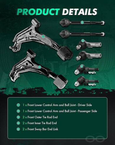 SCITOO 8pcs Front Lower Control Arm Ball Joints Kit Fit 1995-1999 For Nissan Sentra For Nissan 200SX Sway Bar Links Tie Rod Ends Suspension Kit in Saudi Arabia
