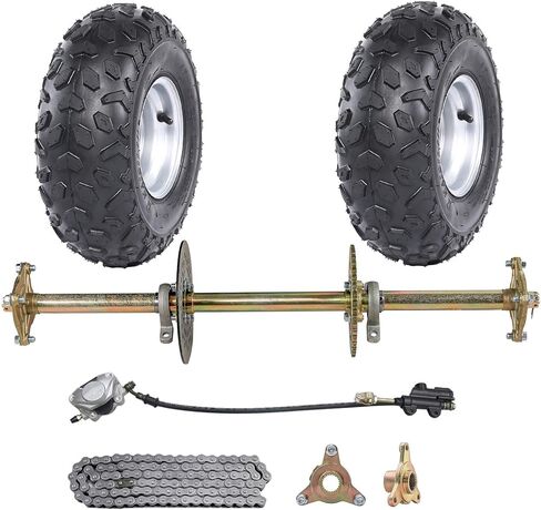 TDPRO 1 "Go Kart Live Axle Kit مع 6" عجلات الإطارات حافة وسلسلة ضرس الفرامل أسطوانة رئيسية لعربات الجولف رباعية العجلات in Kuwait