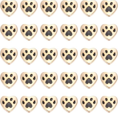 PATIKIL Paw Print Heart Beads, Enamel Alloy Dog Cat Paw Charms Pendant Cute Animal Footprint Charms for DIY Jewelry Making Craft Bracelet Necklace in Saudi Arabia