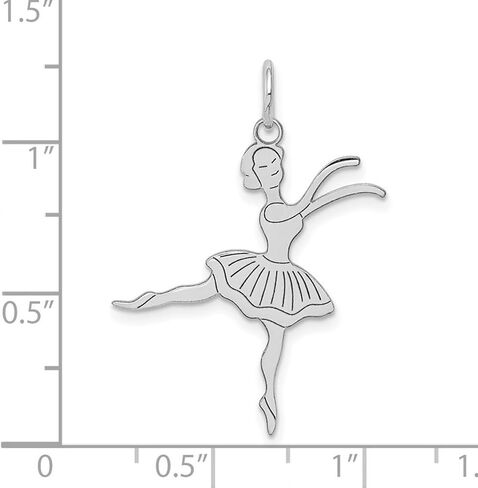 JewelryWeb 14k White Gold Laser Etched Satin Polished Ballerina Charm 30.4x22.6mm Pendant Necklace for Women in Saudi Arabia