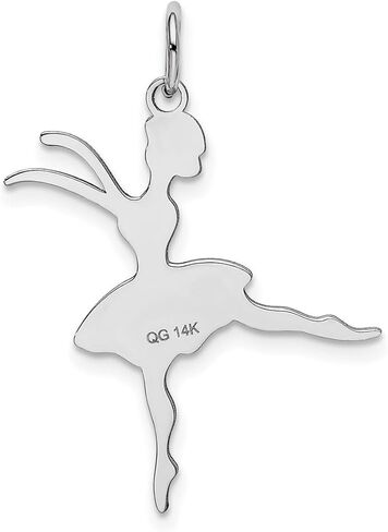 JewelryWeb 14k White Gold Laser Etched Satin Polished Ballerina Charm 30.4x22.6mm Pendant Necklace for Women in Saudi Arabia