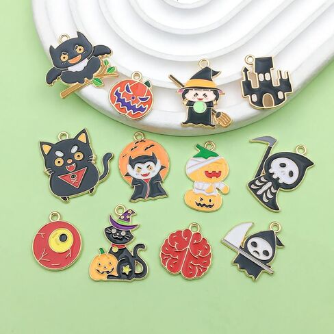 Sailanzi 48 قطعة من سبائك المينا على شكل بيضة عيد الفصح وأرنب موجة شريطية قلادة صناعة المجوهرات DIY سلسلة المفاتيح أقراط قلادة تصميم مختلف سحر لصنع المجوهرات وقلادة الأساور (HK752) in Kuwait