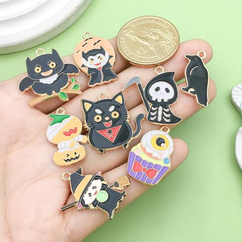 Sailanzi 48 قطعة من سبائك المينا على شكل بيضة عيد الفصح وأرنب موجة شريطية قلادة صناعة المجوهرات DIY سلسلة المفاتيح أقراط قلادة تصميم مختلف سحر لصنع المجوهرات وقلادة الأساور (HK752) in Kuwait