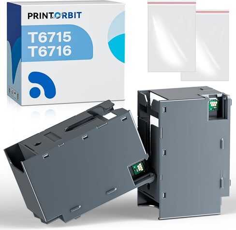 صندوق صيانة الحبر T6715 T6716 ​​لطابعات Workforce Pro WF-4730 WF-4740 WF-3820 WF-4734 WF-3834 WF-4720 WF-4830 ET-4040 EC-4020 EC-4030، صندوق الصيانة T671500 T671600 (عبوتان) in Saudi Arabia