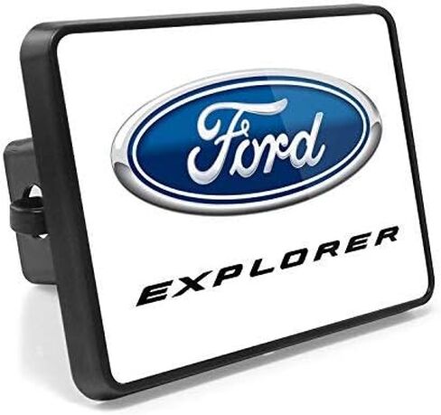 iPick Image, Compatible with - Ford Explorer UV Graphic White Metal Plate on ABS Plastic 2 inch Tow Hitch Cover in Saudi Arabia