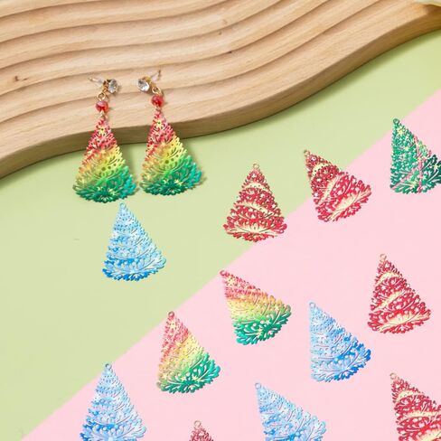 سحر عيد الميلاد الملونة متعدد الألوان شجرة عيد الميلاد تخريمية المعلقات جوفاء عيد الميلاد الكرة سحر DIY بها بنفسك الملحقات الإشارات المرجعية شنقا الزينة مكونات المجوهرات التعبئة والتغليف والزينة in Kuwait