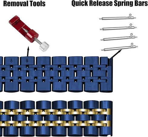 Juntan 7 Beads Quick Release Watch Band, 20mm 22mm Stainless Steel Watch Strap for Men Women, Adjustable Business Metal Watch Bracelet with Butterfly Clasp Multiple Colors in Kuwait