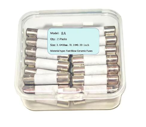 (25Pcs) 8A, F8A, 8A250V, F8A250V, Mini Fuse, F8A 250V, Fast-Blow Mini Ceramic Fuse 3.6 * 10mm (0.14 * 0.39in) in Saudi Arabia