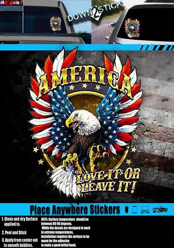 American Bald Eagle Flag Decal Sticker - 12 Inch - Vinyl Car Truck Bumper Patriotic Waterproof Decal Eagle for Car Truck Trailer SUV Van Outdoor Window Wall Laptop Tablet Cup Glass Any Smooth Surface in Saudi Arabia