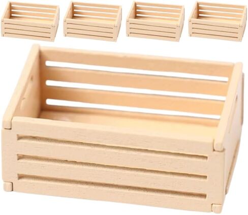 Veemoon 5pcs Small Crafts Wood Crates Basket, Miniature Dollhouse Christmas Furniture Decoration Accessories Paintable Mini Storage Box Rustic Display Wood Crates for Organizing Small Items (1.5×1") in Saudi Arabia