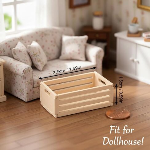 Veemoon 5pcs Small Crafts Wood Crates Basket, Miniature Dollhouse Christmas Furniture Decoration Accessories Paintable Mini Storage Box Rustic Display Wood Crates for Organizing Small Items (1.5×1") in Saudi Arabia