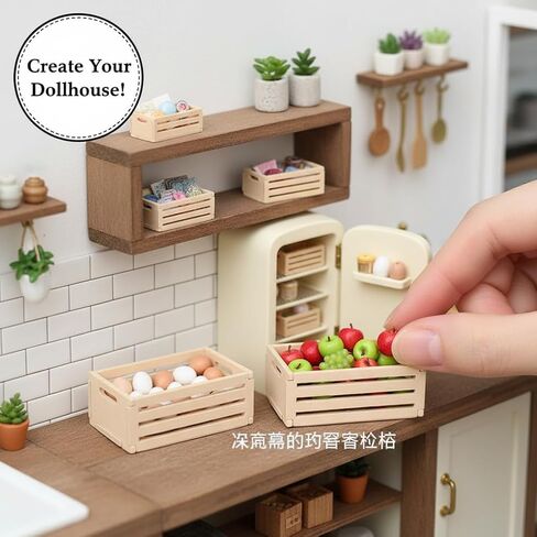 Veemoon 5pcs Small Crafts Wood Crates Basket, Miniature Dollhouse Christmas Furniture Decoration Accessories Paintable Mini Storage Box Rustic Display Wood Crates for Organizing Small Items (1.5×1") in Saudi Arabia