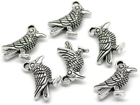 Raven Charms 19mm Antiqued Silver Plated Crow Pendants For Jewelry Making And Crafts in Saudi Arabia