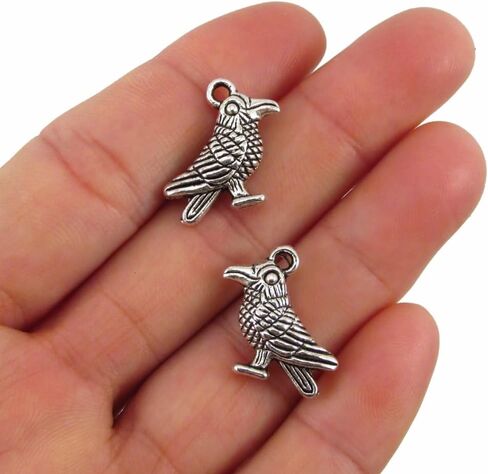 Raven Charms 19mm Antiqued Silver Plated Crow Pendants For Jewelry Making And Crafts in Saudi Arabia