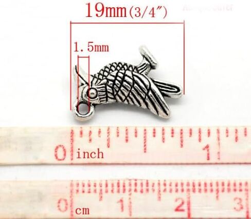 Raven Charms 19mm Antiqued Silver Plated Crow Pendants For Jewelry Making And Crafts in Saudi Arabia