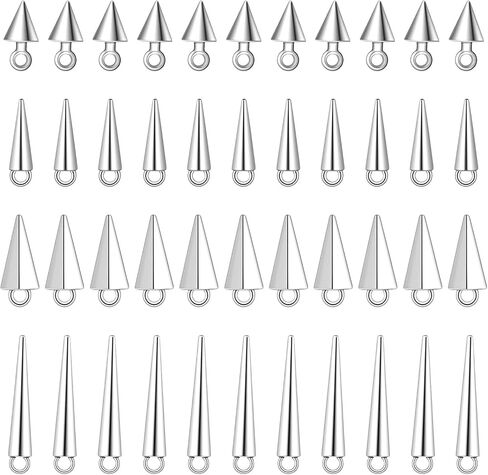 100 PCS Spike Beads, 4 Sizes Silver Cone Charms, Gothic Punk Spikes for Jewelry Making, Stainless Steel Cone Pendants Spikes for DIY Necklaces Bracelets Earring Making in Saudi Arabia