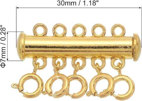 uxcell Layering Necklace Clasp Necklace Connector 5 Strands Slide Tube Lock Clasp for Layered Bracelet Necklace Jewelry Making, Gold in Saudi Arabia