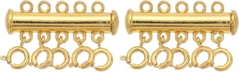 uxcell Layering Necklace Clasp Necklace Connector 5 Strands Slide Tube Lock Clasp for Layered Bracelet Necklace Jewelry Making, Gold in Saudi Arabia