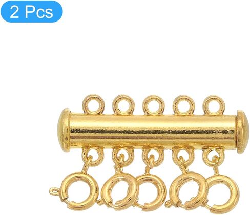 uxcell Layering Necklace Clasp Necklace Connector 5 Strands Slide Tube Lock Clasp for Layered Bracelet Necklace Jewelry Making, Gold in Saudi Arabia