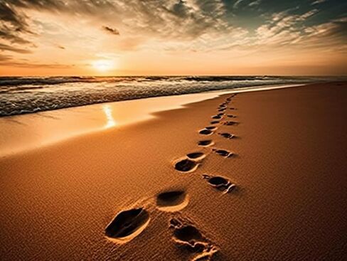 Diamond Art Kits for Adults Footprints in The Sand Motivational Scenery 5D DIY Round Rhinestone Gem Art Crafts Paintings for Home Wall Decor 11.7x15.8inches/30x40cm in Saudi Arabia