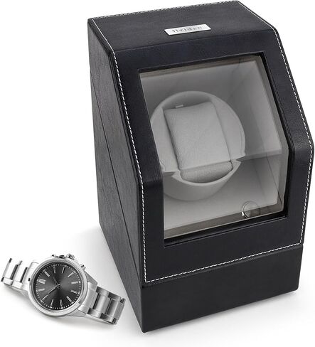 Heiden Battery Powered Single Watch Winder in Black Leather in Kuwait