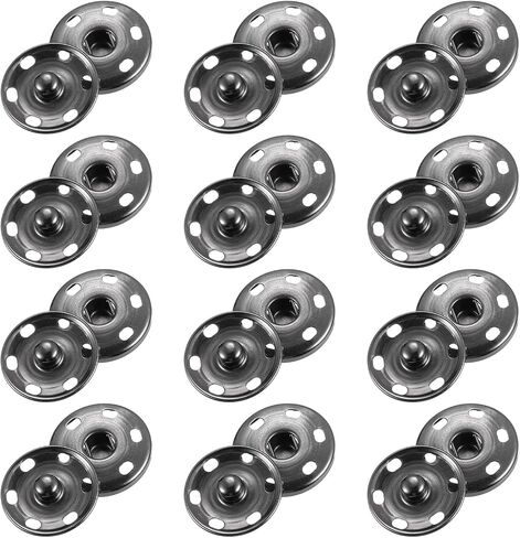 uxcell 25 Sets Sewing Snap Buttons, 21mm Press Buttons Metal Snap Fasteners for Clothes DIY Crafts, Metallic Black in Saudi Arabia