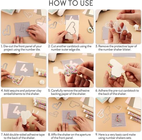 Number Dies and Shaker Domes Set for Card Making, 1 Sets Metal Cutting Dies with 6 Pcs Puffy Shaker Covers to Add Dimension Shaker Card Making Handmade Crafts Clear Pouch Cover (Number 1) in Saudi Arabia