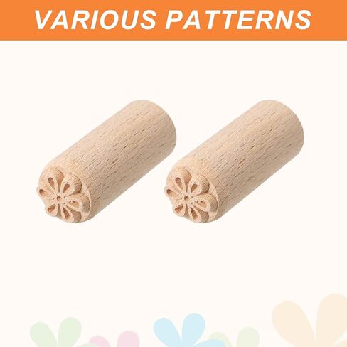 HARFINGTON 2pcs Wood Pottery Tools Stamps 0.8" Dia 2" Length Wood Block Print Stamps Heart Pattern for Cookie Cake Dessert in Saudi Arabia