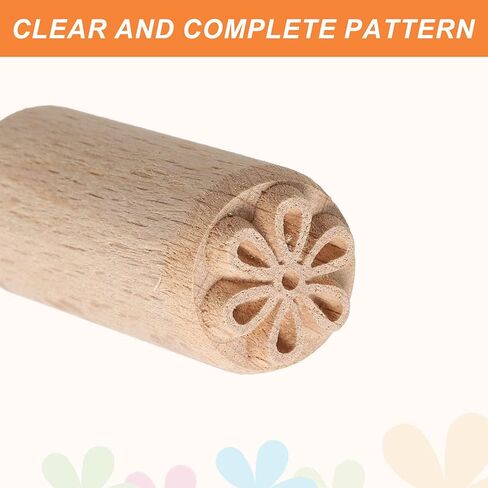HARFINGTON 2pcs Wood Pottery Tools Stamps 0.8" Dia 2" Length Wood Block Print Stamps Heart Pattern for Cookie Cake Dessert in Saudi Arabia