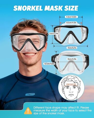 Greatever Snorkel Set Pano 3 Window Snorkel Mask Adult, Panoramic Wide View, Anti-Fog Scuba Diving Mask, Anti-Leak Snorkel Goggles Dry Top Snorkel, Professional Snorkeling Gear for Adults in Saudi Arabia
