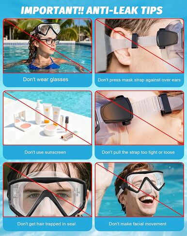 Greatever Snorkel Set Pano 3 Window Snorkel Mask Adult, Panoramic Wide View, Anti-Fog Scuba Diving Mask, Anti-Leak Snorkel Goggles Dry Top Snorkel, Professional Snorkeling Gear for Adults in Saudi Arabia