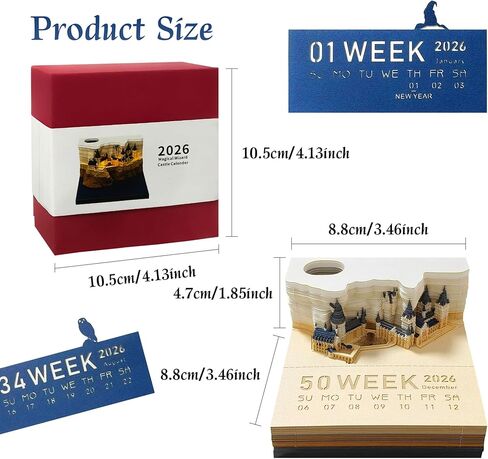 Time Piece Calendar - 2025 Desk Calendar With LED Light - 3D Calendar Paper Carving Art Memo Pad Notepad for Christmas Housewarming Desktop Decoration in Saudi Arabia